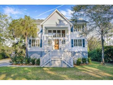 Two-story home with white siding, gray accents, and a spacious front porch at 366 Stringer Aly, Mount Pleasant, SC 29464