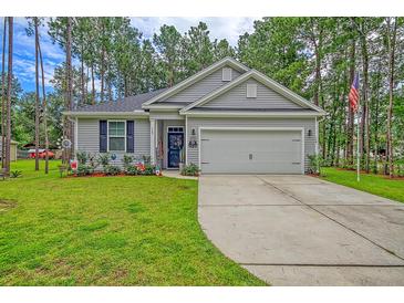 Gray house with 2-car garage, landscaping, and American flag at 119 Osage Way, Summerville, SC 29483