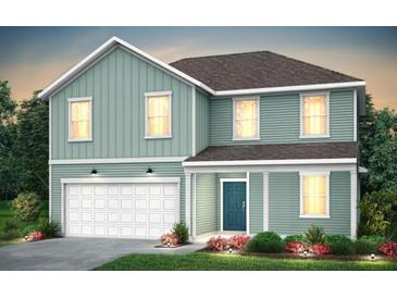 Two-story house with light teal siding, white garage door, and landscaping at 209 West Bradford Pointe Dr, Summerville, SC 29486