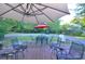 Outdoor patio furniture under shade umbrellas at 717 Central Ave, Summerville, SC 29483