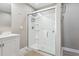 Large walk-in shower with glass enclosure at 81 Sandbar Ln # 23, Folly Beach, SC 29439