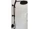Modern shower with black fixtures, subway tile, and a rainfall shower head at 3820 Gnarled Oaks Ln, Johns Island, SC 29455
