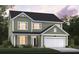 Two-story home with green siding, two car garage, and landscaping at 2000 Winding Grove Ln, Moncks Corner, SC 29461