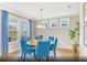 Bright dining room with blue chairs and large windows at 4000 Winding Grove Ln, Moncks Corner, SC 29461