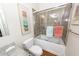 Updated bathroom with a tiled shower and granite vanity at 2128 Rookery Ln, Charleston, SC 29414