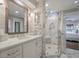 Elegant bathroom with marble shower and vanity at 4426 Sea Forest Dr, Kiawah Island, SC 29455