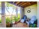 Relaxing screened porch with wooden floors, wicker chairs, and tranquil marsh views at 1721 Live Oak Park, Seabrook Island, SC 29455
