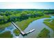 Aerial view of waterfront property with private dock at 1721 Live Oak Park, Seabrook Island, SC 29455