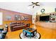 Vaulted ceiling living room with hardwood floors, fireplace and built-in entertainment center at 1426 Sc-45, McClellanville, SC 29458