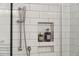 Modern shower with subway tile and niche shelving at 420 Carolina Cherry Ct # 201, Charleston, SC 29414