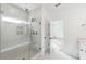 Modern bathroom with a glass shower and built-in seating at 1698 Cultivation Ln # 541, Mount Pleasant, SC 29466