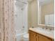 Clean bathroom with shower/tub combo and updated vanity at 202 Needlerush Rd, Kiawah Island, SC 29455