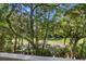 View of a lush green backyard with mature trees and golf course views at 202 Needlerush Rd, Kiawah Island, SC 29455