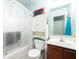 Small bathroom with toilet, vanity, and shower at 166 Blackstone Dr, Moncks Corner, SC 29461