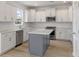 Modern kitchen with white cabinets, gray island and stainless steel appliances at 123 Ashley Cove Way, Summerville, SC 29483
