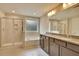 Elegant bathroom with granite countertops and large shower at 537 Rendezvous Way, Huger, SC 29450