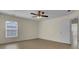 Charming bedroom with ceiling fan and door to bathroom at 124 Sweet Alyssum Dr, Ladson, SC 29456