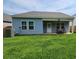 House with light blue siding, covered patio and a large backyard at 4383 Ocean Farm Dr, Summerville, SC 29485