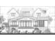 Architectural drawing of a two-story home's rear elevation with large windows and porch at 2857 Brownell Ave, Sullivans Island, SC 29482