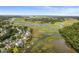 Aerial view of houses near a waterway with lush vegetation and boat docks at 1374 Black River Dr, Mount Pleasant, SC 29466