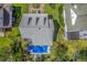 Aerial view of a house with a pool and a large backyard at 1374 Black River Dr, Mount Pleasant, SC 29466