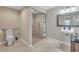 Walk-in shower, toilet and sink with grab bars for accessibility at 3264 Heaton Dr, Ladson, SC 29456