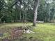 Backyard with trees, partially fenced area, and wood pile at 1032 Greenhill Rd, Charleston, SC 29412