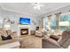 Cozy living room featuring a fireplace, comfortable seating, and large windows at 11 Muirfield Village Ct, Summerville, SC 29483