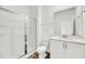 Modern bathroom with a walk-in shower and vanity at 2312 Meridian Rd, North Charleston, SC 29405