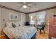 Bedroom with queen bed, and ceiling fan at 1302 E Ashley Ave, Folly Beach, SC 29439