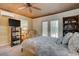 Relaxing bedroom with a queen bed and private access to the patio at 1302 E Ashley Ave, Folly Beach, SC 29439