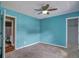Bedroom with ceiling fan and grey carpet at 8300 Berringer Bluff Dr, Charleston, SC 29418