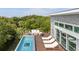 Elevated view of a rooftop pool and deck, surrounded by lush greenery at 3115 Ion Ave # A, Sullivans Island, SC 29482