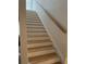 Clean, simple wooden staircase with white risers at 86 Watershed Ct, Walterboro, SC 29488