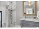 Bathroom with gray vanity and glass shower at 315 Ashley Ave # C, Charleston, SC 29403