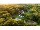 Aerial view of house nestled in lush forest with pond at 6949 Maybank Hwy, Wadmalaw Island, SC 29487