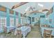Spacious dining area with multiple tables and a light blue color scheme at 8083 Point Of Pines Rd, Edisto Island, SC 29438