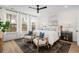 Spacious bedroom with a king-size bed, two armchairs, and large windows at 416 Grove End Rd, Moncks Corner, SC 29461
