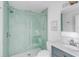 Bathroom with a walk-in shower and gray vanity at 228 Haddrell St, Mount Pleasant, SC 29464