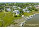 Aerial view of waterfront property with deep water dock slips at 228 Haddrell St, Mount Pleasant, SC 29464