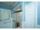 Modern bathroom with a glass shower and blue walls at 225 Cantering Hills Ln, Summerville, SC 29483