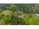 Aerial view of home with large green lawn and surrounding trees at 225 Cantering Hills Ln, Summerville, SC 29483