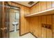 Laundry area with pedestal sink and built-in shelving at 225 Cantering Hills Ln, Summerville, SC 29483