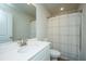 Simple bathroom with a single vanity, shower/tub combo, and window at 210 Winding River Dr, Johns Island, SC 29455