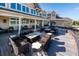Spacious patio with fire pits and comfortable wicker seating at 1351 Pelican Watch Villas, Seabrook Island, SC 29455