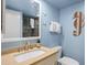 Bathroom with a single sink vanity and shower at 1351 Pelican Watch Villas, Seabrook Island, SC 29455
