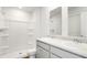 Bathroom boasts double sinks, a shower, and modern vanity at 168 River Hill Rd, Goose Creek, SC 29445