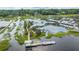 Aerial view of a private dock with gazebo, boat slip, and walkway at 1227 River Rd, Johns Island, SC 29455