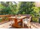 Spacious deck with wooden table and chairs, perfect for outdoor dining at 412 E Hudson Ave, Folly Beach, SC 29439