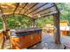Relaxing hot tub on deck under pergola, surrounded by lush greenery at 412 E Hudson Ave, Folly Beach, SC 29439